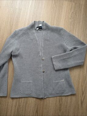 Luisa Spagnoli Gray Pure Wool Knit Blazer Cardigan Size M